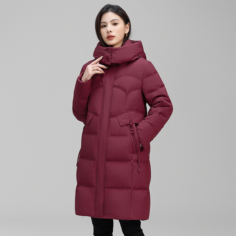 Genuine Brand New Winter Warm down Jacket for Women, Hooded Mid-Length Fashionable Korean Style Casual Thickened Jacket