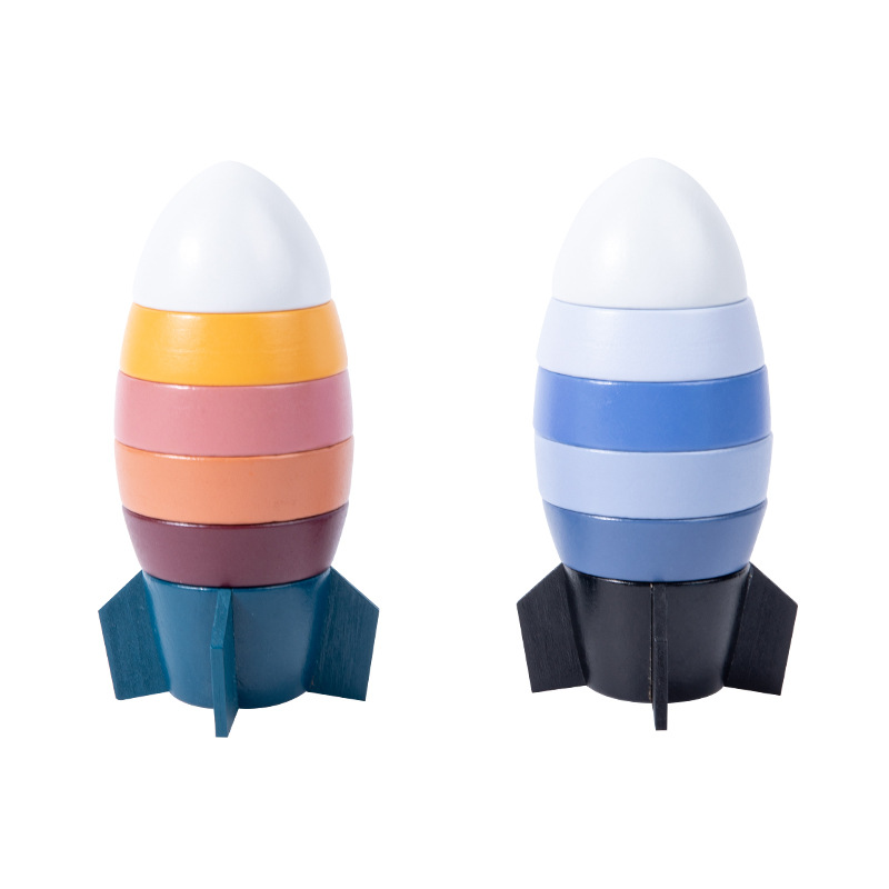 Educativo de los niños educación temprana de madera educativa de seis capas estudiantes de primaria pensamiento lógico cohete de madera juguete bloque de construcción columna