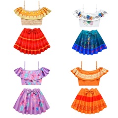 Cross-border European and American children's elastic swimsuit two-piece set new magic full house Encanto girls' one-shoulder swimsuit