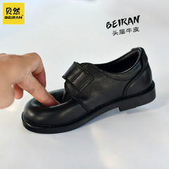 Children's campus black leather shoes, cowhide single shoes, spring and autumn style, breathable British soft, girls, boys, babies, gentlemen