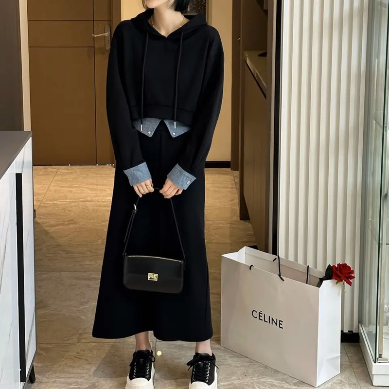 大きいサイズの婦人服の秋の衛衣のスーツの洋気は年齢を減らして太っています。|undefined
