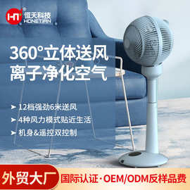 亚马逊跨境新款球形360摇头电风扇家用落地扇遥控定时空气循环扇