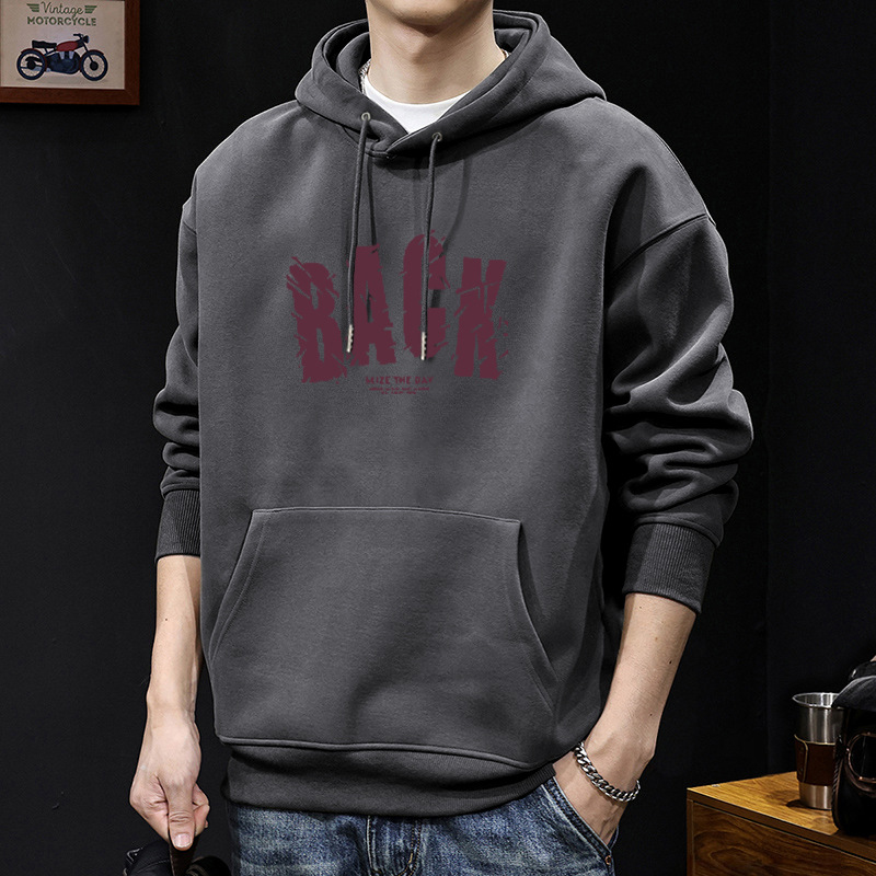 Peso pesado chaqueta encapuchada hombre encapuchado otoño y invierno letra impresa chaqueta casual chaqueta de moda adolescente hombre grueso