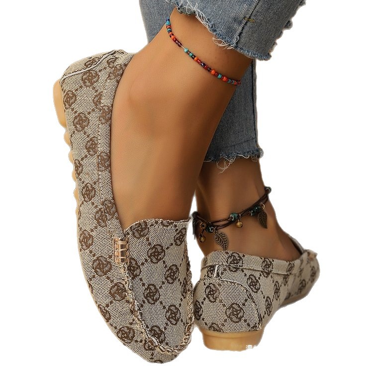 Women's Casual Flat Loafers Spring/Autumn round Toe Shallow Mouth plus Size Korean Style Single Shoes_vogvips.com