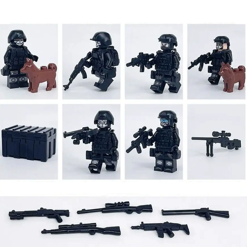 Конструктор, минифигуры, черная игрушка, набор, дорожная полиция