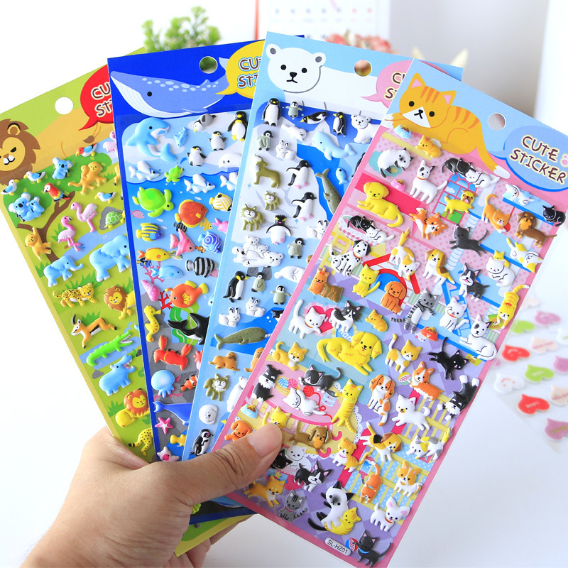 3D 象、ライオン、ペンギン 立体ステッカー 漫画動物園 子供 赤ちゃん 知育 報酬ステッカー DIYデコレーション|undefined