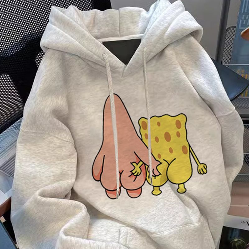 Long-Term Trend of Cartoon Spongebob Print Hooded Sweatshirts for Couples, Trendy Ins-Style Casual Autumn and Winter Tops for Men Long-Term Trend of Cartoon Spongebob Print Hooded Sweatshirts for Couples, Trendy Ins-Style Casual Autumn and Winter Tops for Men