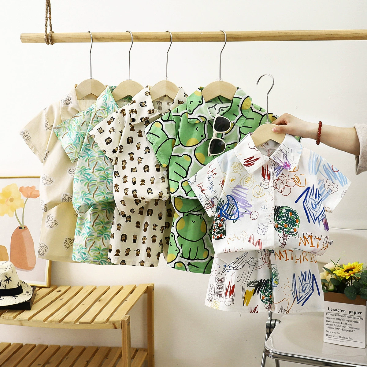 Детская летняя новая рубашка в стиле Гонконга