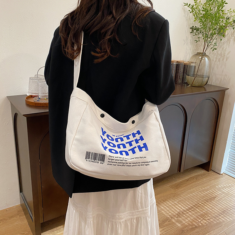 Korean-style canvas bag, artistic Japanese-style Instagram simple single-shoulder bag, school student schoolbag, men's large-capacity commuting bag undefined