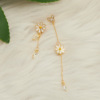 Universal asymmetrical long earrings, accessory, Japanese and Korean, flowered, wholesale