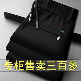 休闲裤男秋冬季2025新款加厚加绒大码宽松直筒裤松紧腰商务爸爸装