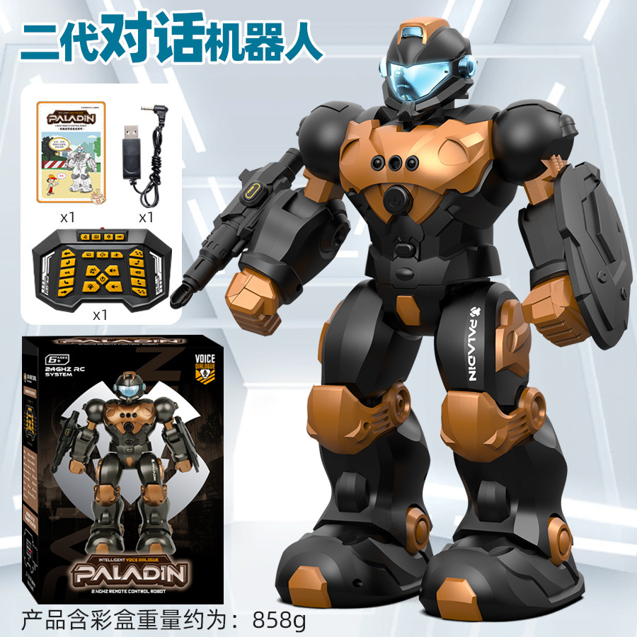 Robot programable de control remoto transfronterizo, 2.4G inalámbrico, con sensor de gestos, sonido y luz, comando de voz inteligente, modelo de juguete de policía.