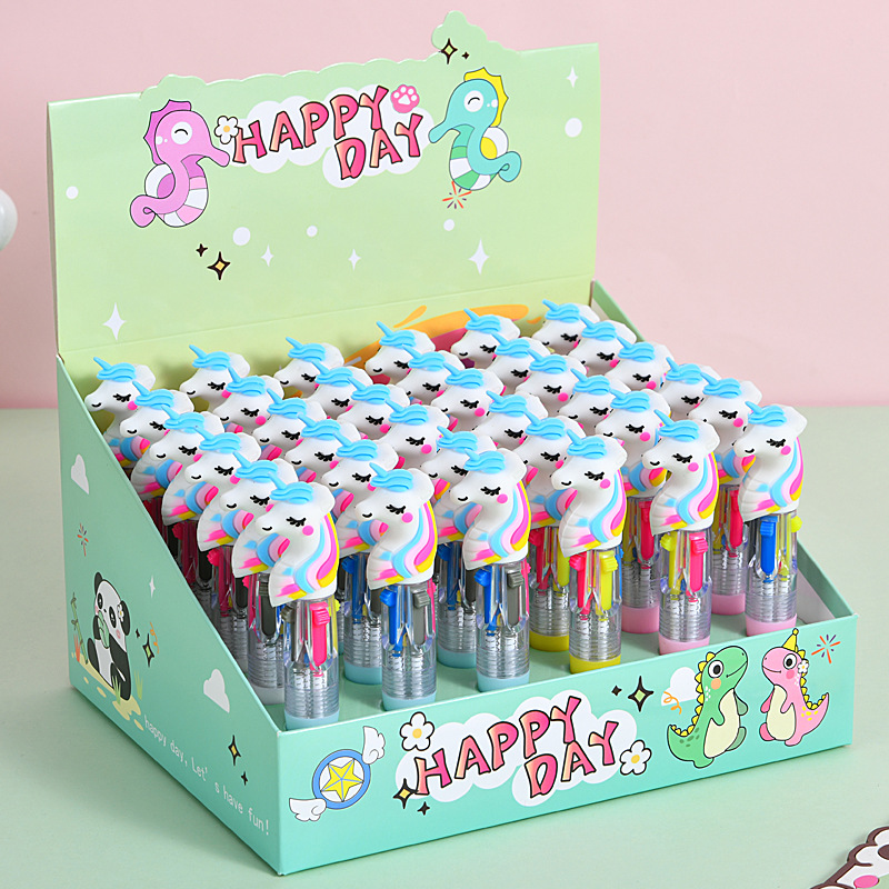 Caricatura encantadora capibara mini bolígrafo de cuatro colores bolígrafo de cuentas de mano de colores estudiantes premios papelería al por mayor