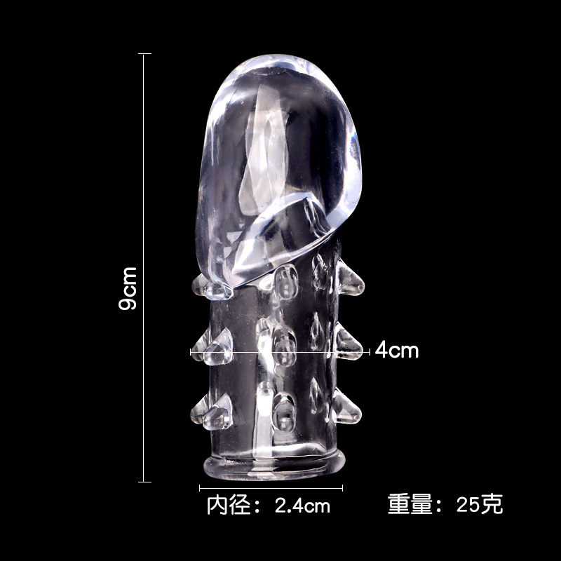 Crystal Textured Glans Sleeve Condom, Wolf-Tooth Stimulation, TPE, Transparent — detail image 1