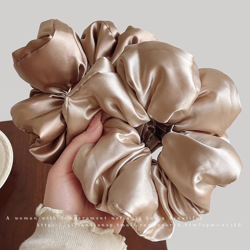 Almohada de satén de alta sensación, anillo de cabello de intestino grueso para mujeres 2025, nueva cabeza de cuerda de cabello de cuerda de cabello para dormir