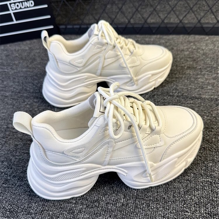 Celebrity-Style Thick-Soled Dad Shoes for Women, 2024 Spring New Casual Women's Shoes, Versatile Sports White Sneakers, Internet Celebrity Style