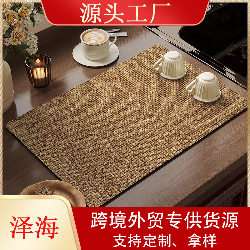 Cocina transfronteriza esterilla de drenaje simple color sólido fácil de cuidar esterilla de absorción de agua de barro de diatomeas cocina casera esterilla de aislamiento antideslizante