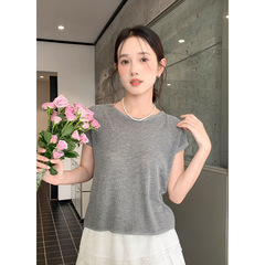 Yier シャツは特別です テンセル カジュアル リネン バック シングルブレスト ホール セーター レディース 夏 0485