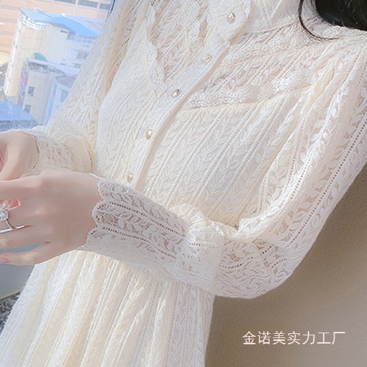 秋季新款加绒加厚内搭连衣裙冬裙子蕾丝打底裙长裙
