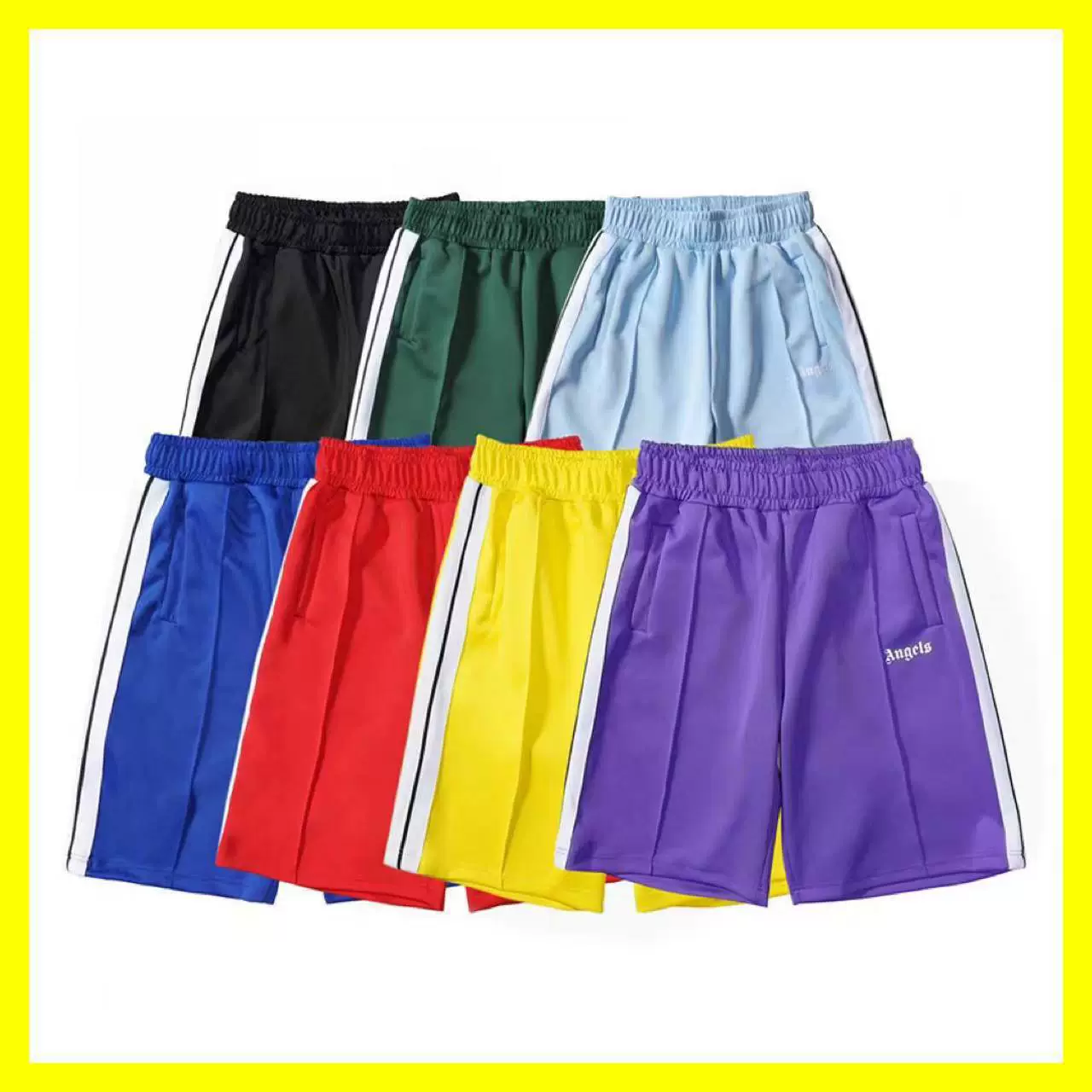 PA Angel модные брендовые полосатые радужные сетчатые шорты для мужчин и женщин, пары, свободные брюки с пальмами Fog High Street, свободные брюки с пятью точками