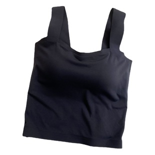 Wide Shoulder Strap Non-marking Camisole Women's Vest with Chest Pad Base Beauty Back Ice Silk Outer Wear Slim-fit Latex Tube Top Women