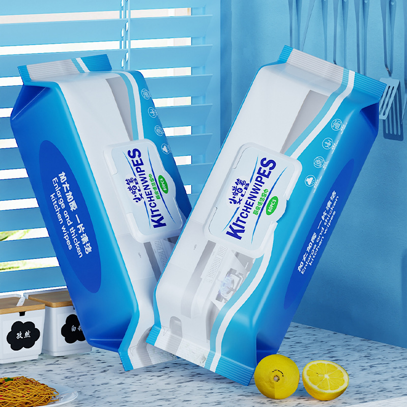 Extra-Large 80-Piece Mighty Oil-Removing Kitchen Wet Wipes—Extra Thick, Disposable Kitchen Towels