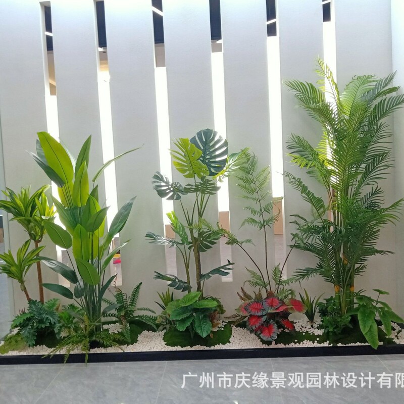 Simulated Green Plant Landscaping Scattered Tail Sunflower Water Beauty Brazilian Wood Monstera Fake Green Plant Potted Office Plant Stacking Scene