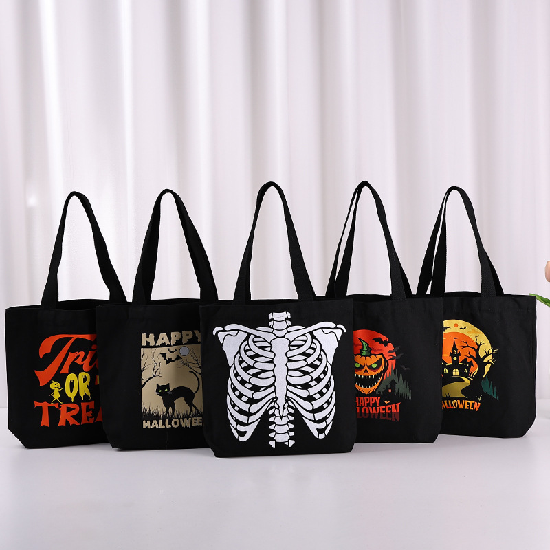 热转印万圣节棉布袋捣蛋糖果包装袋鬼节南瓜圣诞节派对帆布袋礼品