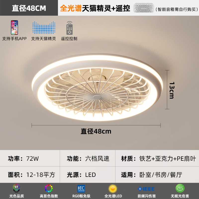 Luz de dormitorio personalidad creativa redonda puede soplar la lámpara de ventilador directo minimalista para proteger los ojos 2025 nueva lámpara de ventilador de habitación