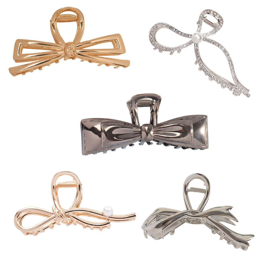 IG Style Shiny Women's Bow Knot Zinc Alloy Imitation Pearl Rhinestone Hair Claws display picture 8