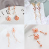 Brand asymmetrical elegant earrings, Japanese and Korean, simple and elegant design, flowered, wholesale