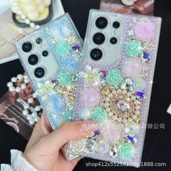 适用三星系列贴钻手机壳轻奢立体珍珠手机壳防摔手机保护套