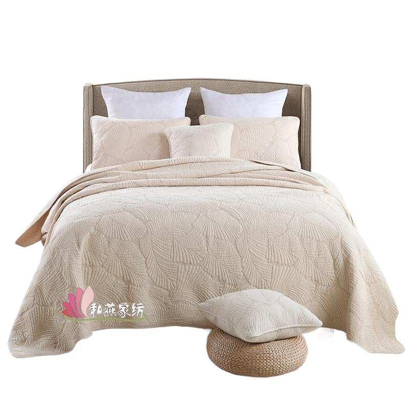 Cross-border American-style Bed Cover Solid Color Embroidered Cotton Quilted Bed Cover Three-piece Washable Cotton Air-conditioning Quilt