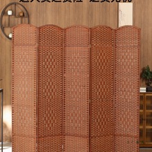 草编屏风隔断酒店玄关客厅卧室遮挡家用折屏简易折叠移动实木屏风