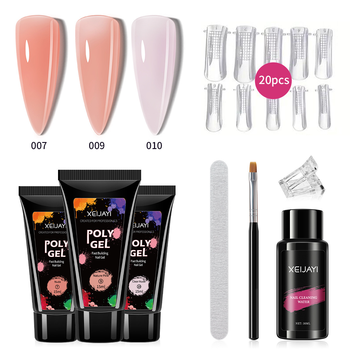 Nail tools suit extension glue fast paper-free tray model cleaning water nail file nail clip phototherapy nail polish