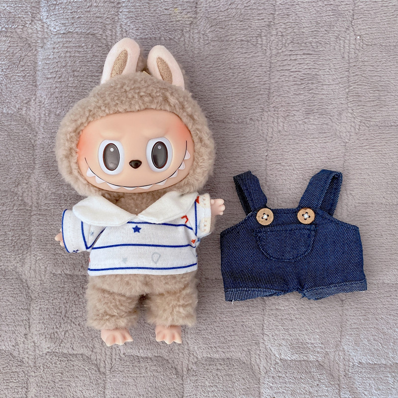 Labubu Ropa Accesorios 15cm trapo tela colgante muñeca ropa camiseta suspender pantalones traje [ropa para la venta solamente]