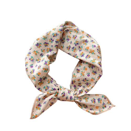 58 cotton and linen small square scarf for women, spring and autumn Korean literary and artistic versatile fashion temperament scarf single-sided digital printed scarf