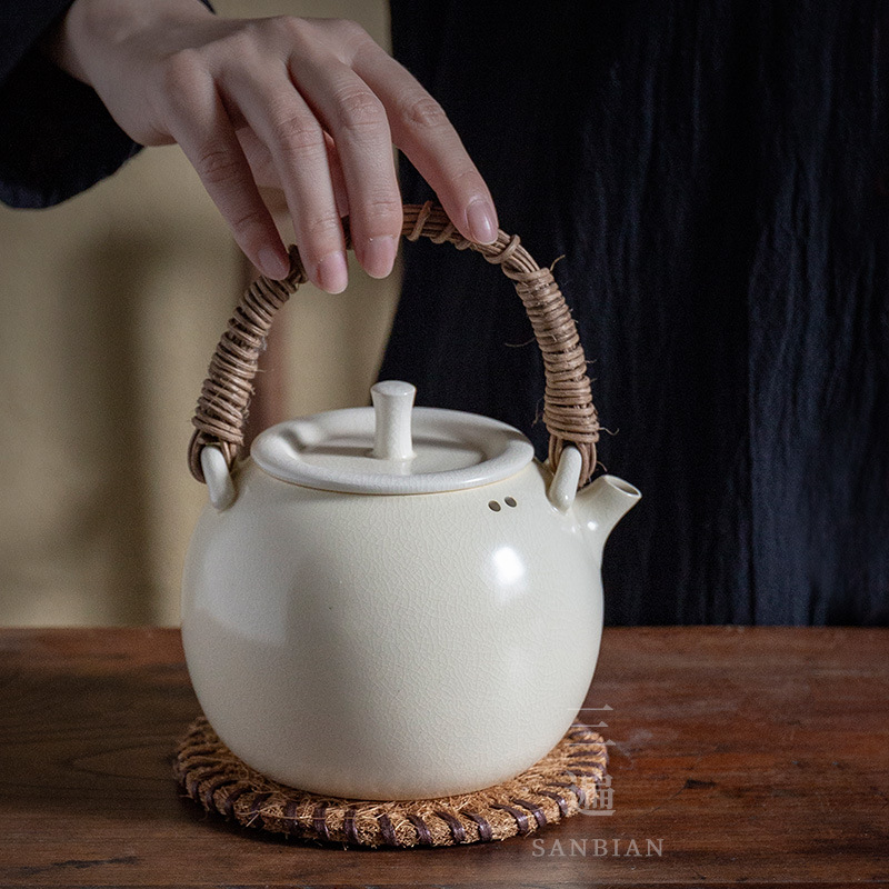 Estilo japonés melena estera de té hecha a mano estera de la taza estera del té estera del aislamiento de calor estera bandeja de la taza accesorios del juego de té ceremonia del té accesorios del juego de té