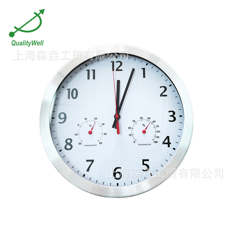 300mm温湿度钟 车间仓库用 -20~50℃ 0~100%RH 0-12小时 W12-THC