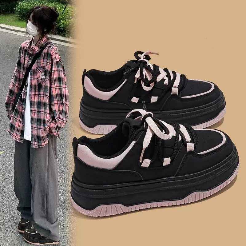 Взрывная ниша оригинальная черная розовая обувь женская модель 2025 новая повседневная весна и лето дикая спортивная повседневная обувь