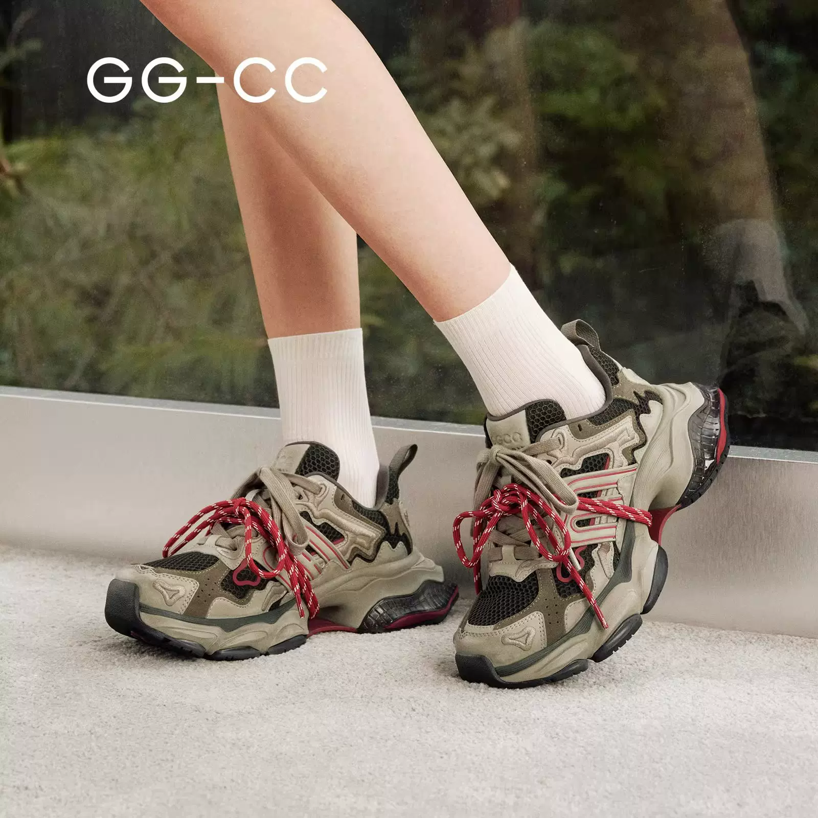 GGCC潮流捆绑脏脏增高老爹鞋女款2025秋季新款设计感运动休闲鞋子