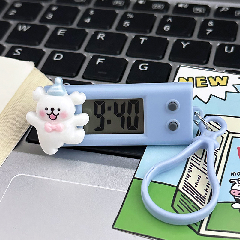 学生考试小挂表卡通简约钥匙扣便携电子表显示时间日期迷你电子钟|undefined