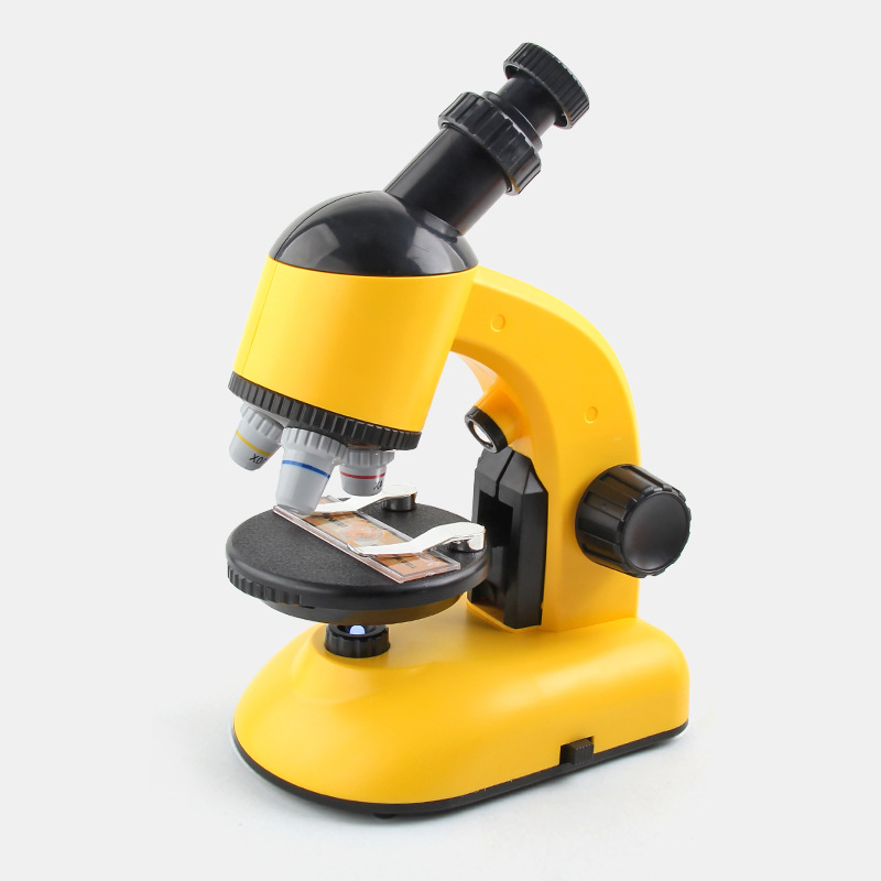 Actualizado microscopio óptico de los niños juguete cabeza giratoria HD 1200 veces Escuela Primaria Bioquímica ciencia y educación traje