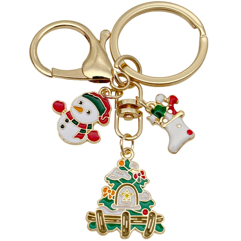 クロスボーダーサンタクロースの日クリスマスツリーデーかわいいキーホルダー合金キーチェーンバッグペンダントジュエリー小さなギフト|undefined