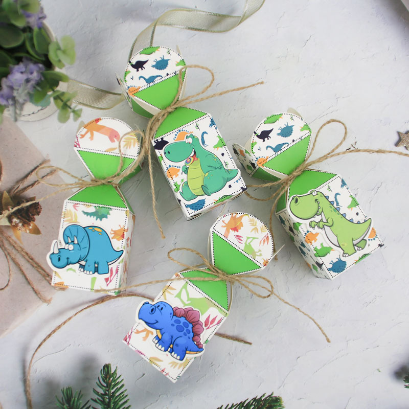 European style new candy box, baby full moon return gift paper box, creative vase card three-dimensional dinosaur candy box
