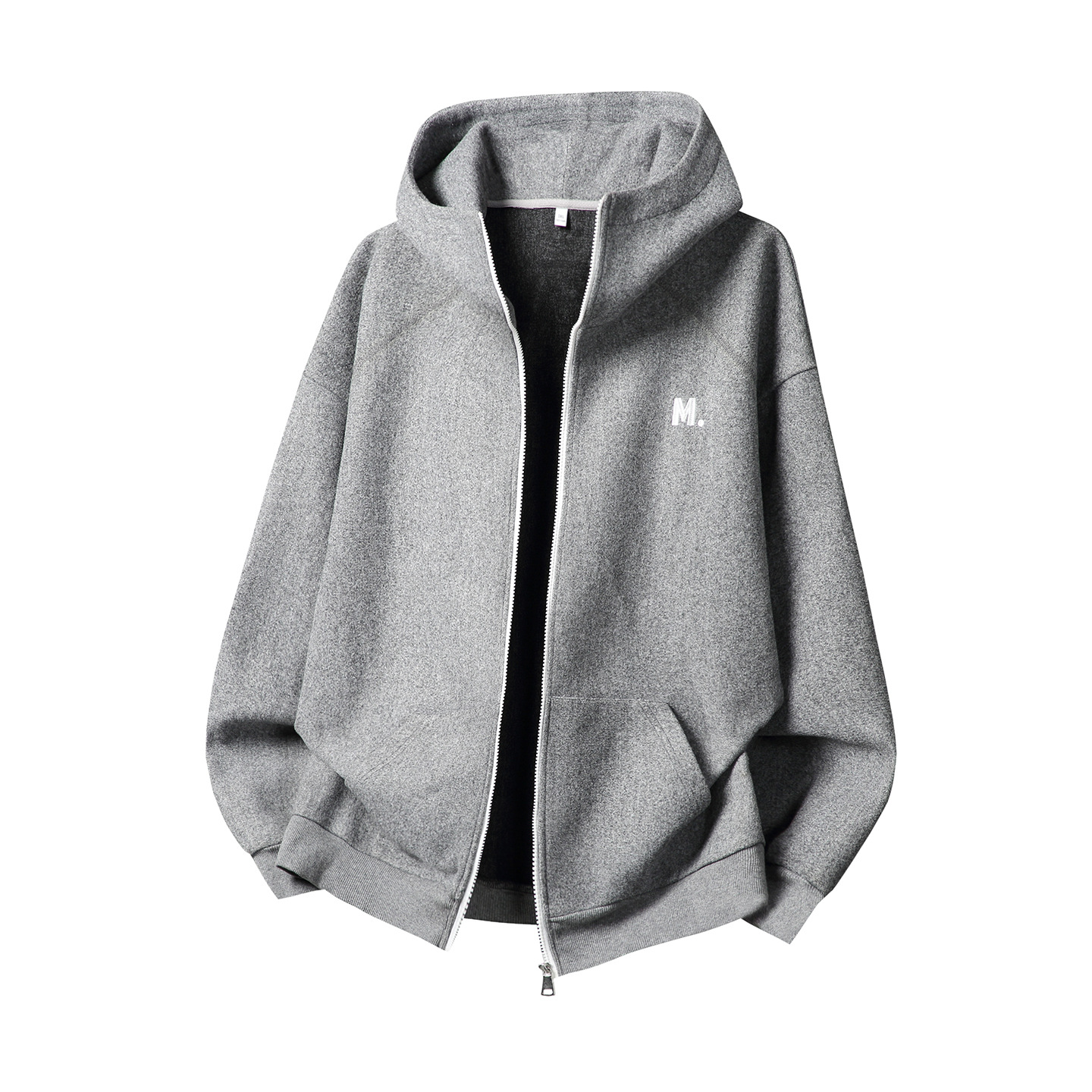 Contrast Color Zipper Casual Thickening Hoodie Coat