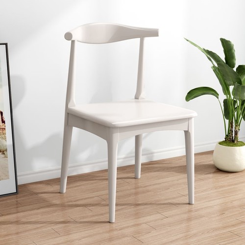 实木餐椅子简约电脑椅北欧牛角椅靠背现代办公书桌椅休闲椅学批发