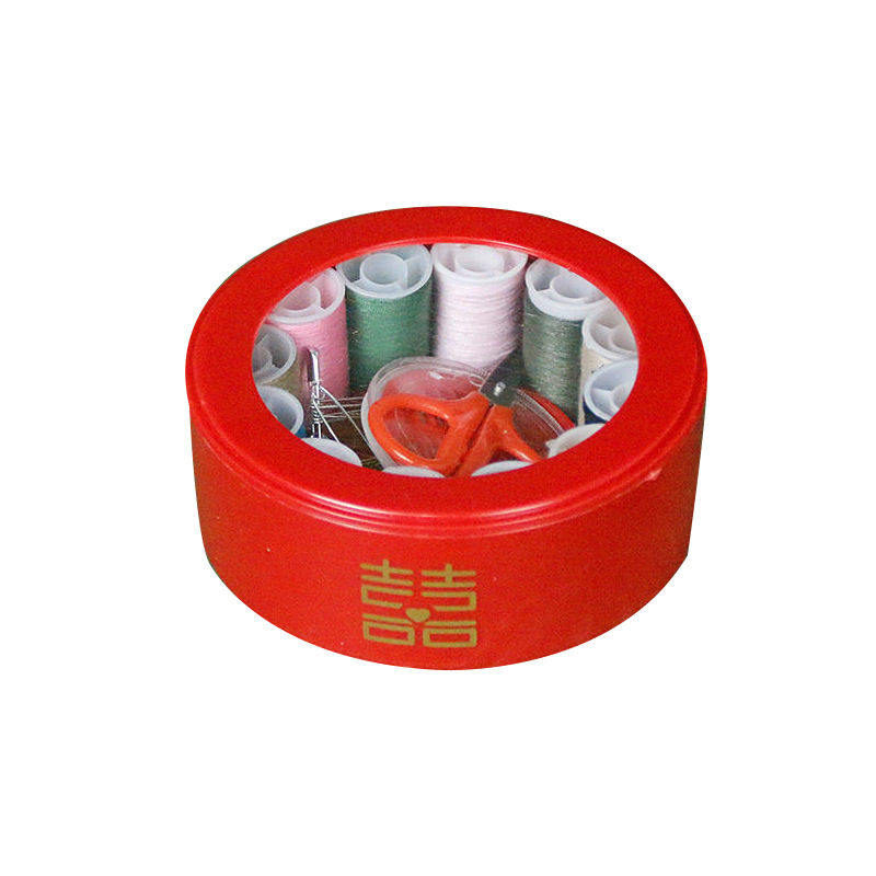 Caja de aguja de boda, set de dote de mujer, aguja doméstica portátil rojo festivo, almacenamiento de artículos de boda