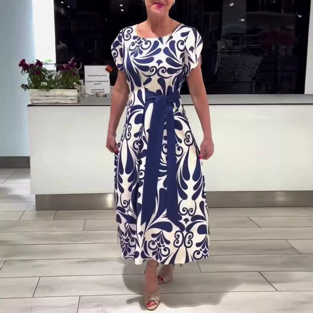 Новое европейское и американское платье с принтом большого размера AliExpress