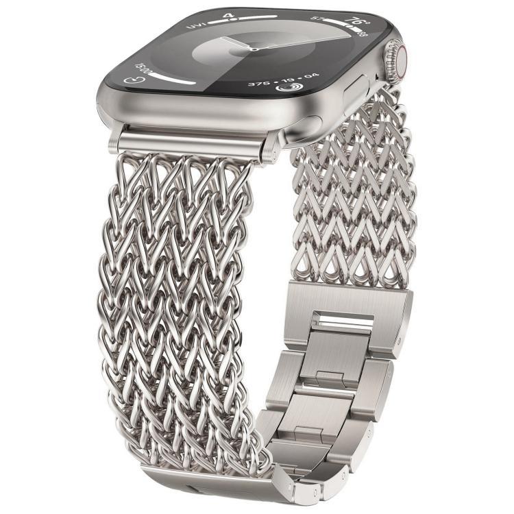 Para Apple Watch38 - 49mm Herringbone trenzado correa de acero inoxidable correa de reloj de negocios casual image 14